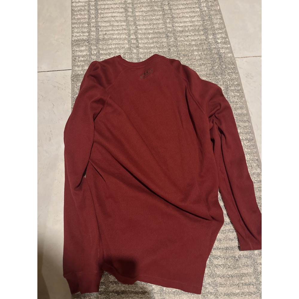 Under Armour Mens 2XL Burgundy Red Waffle Knit Thermal Long Sleeve Shirt 1302355 - Picture 4 of 5